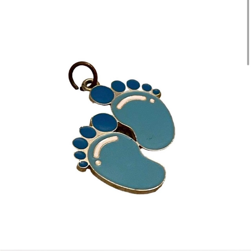 Blue Baby Feet Pendant Charm